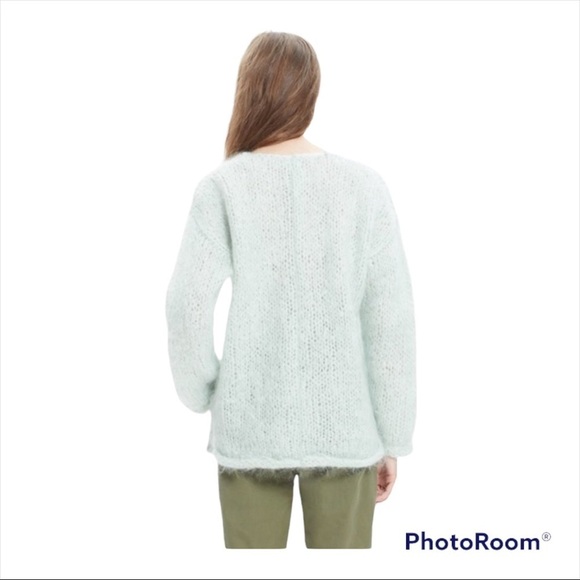 NWT MADEWELL Seafoam Mint Hand Knit Cloudloft Pullover Oversized Sweater Small - Picture 3 of 9